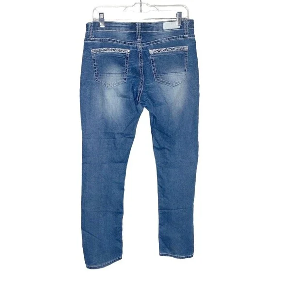 Daytrip Virgo Straight Stretch Jeans Size 28R Women Bling Equestrian Mid Rise - Picture 3 of 15